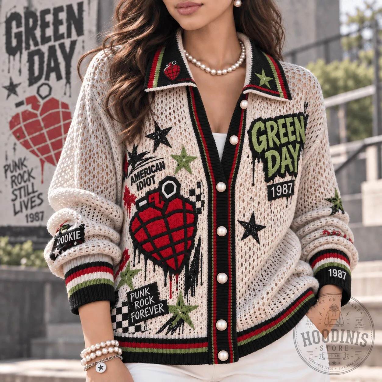 Green Day American Idiot Dookie Punk Rock Forever Open-Knit Cardigan