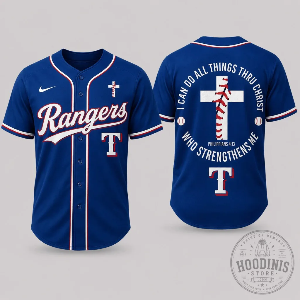 Texas Rangers Baseball Jersey Philippians 413 I Can Do All Things Through Christ Texas Rangers Baseball Jersey Philippians 4:13 I Can Do All Things Through Christ