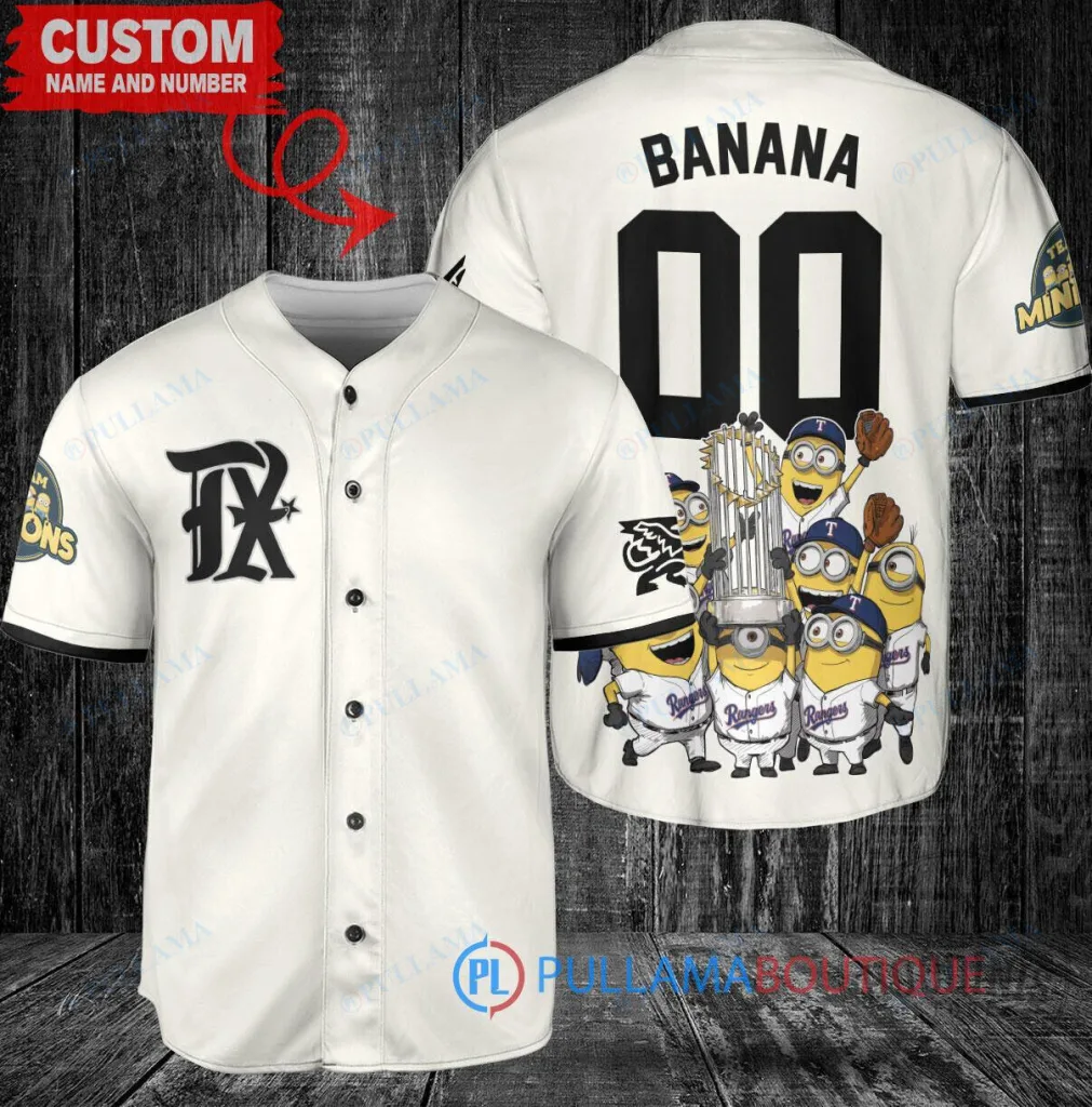 Texas Rangers Baseball Minions World Series Trophy Custom Baseball Jersey