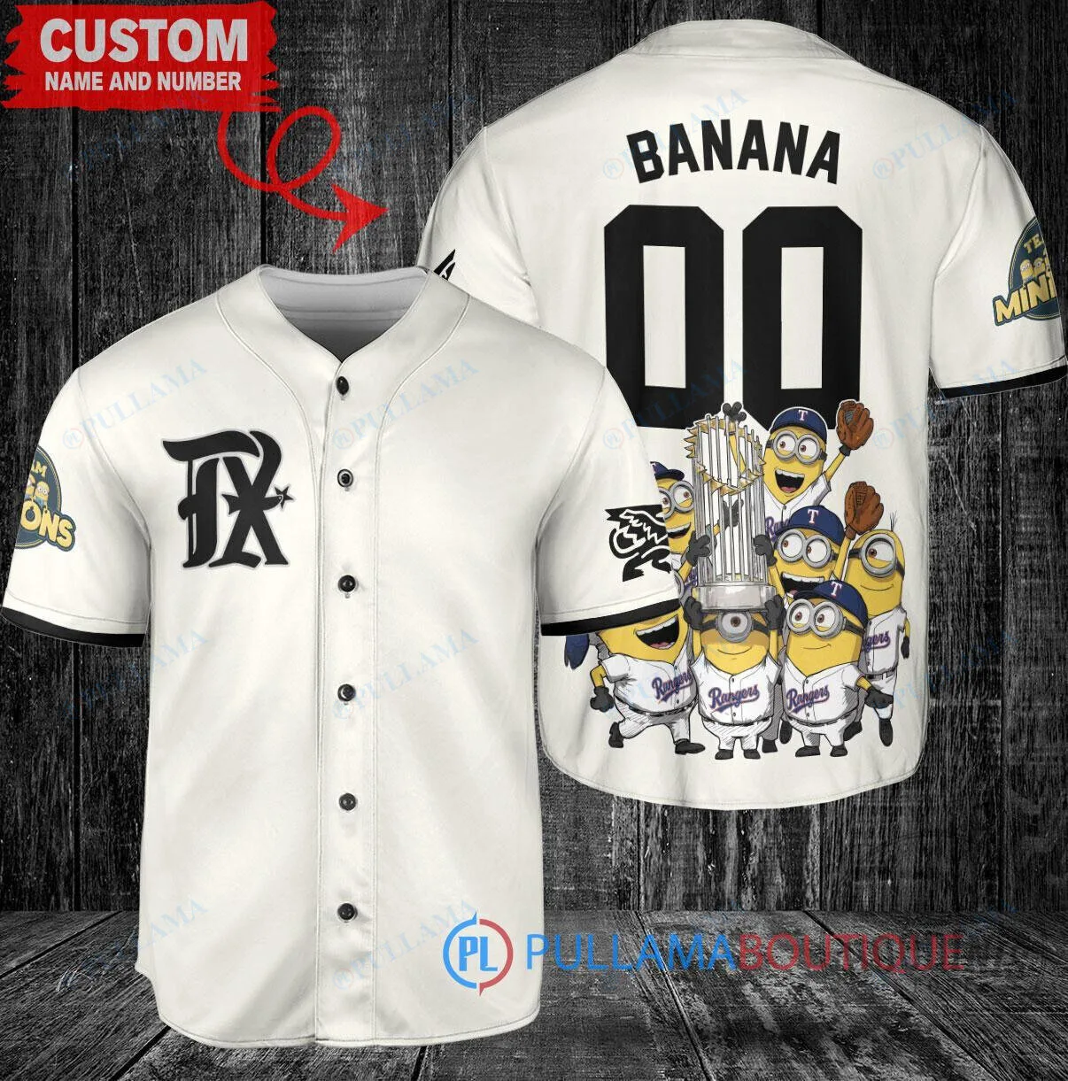 Texas Rangers Baseball Minions World Series Trophy Custom Baseball Jersey 2 Texas Rangers Baseball Minions World Series Trophy Custom Baseball Jersey