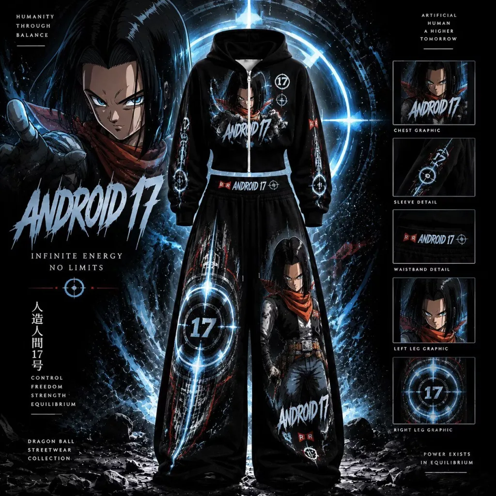 Dragon Ball Super Android 17 Zip-Up Hoodie and Elastic Waist Pants Set Dragon Ball Super Android 17 Zip-Up Hoodie and Elastic Waist Pants Set