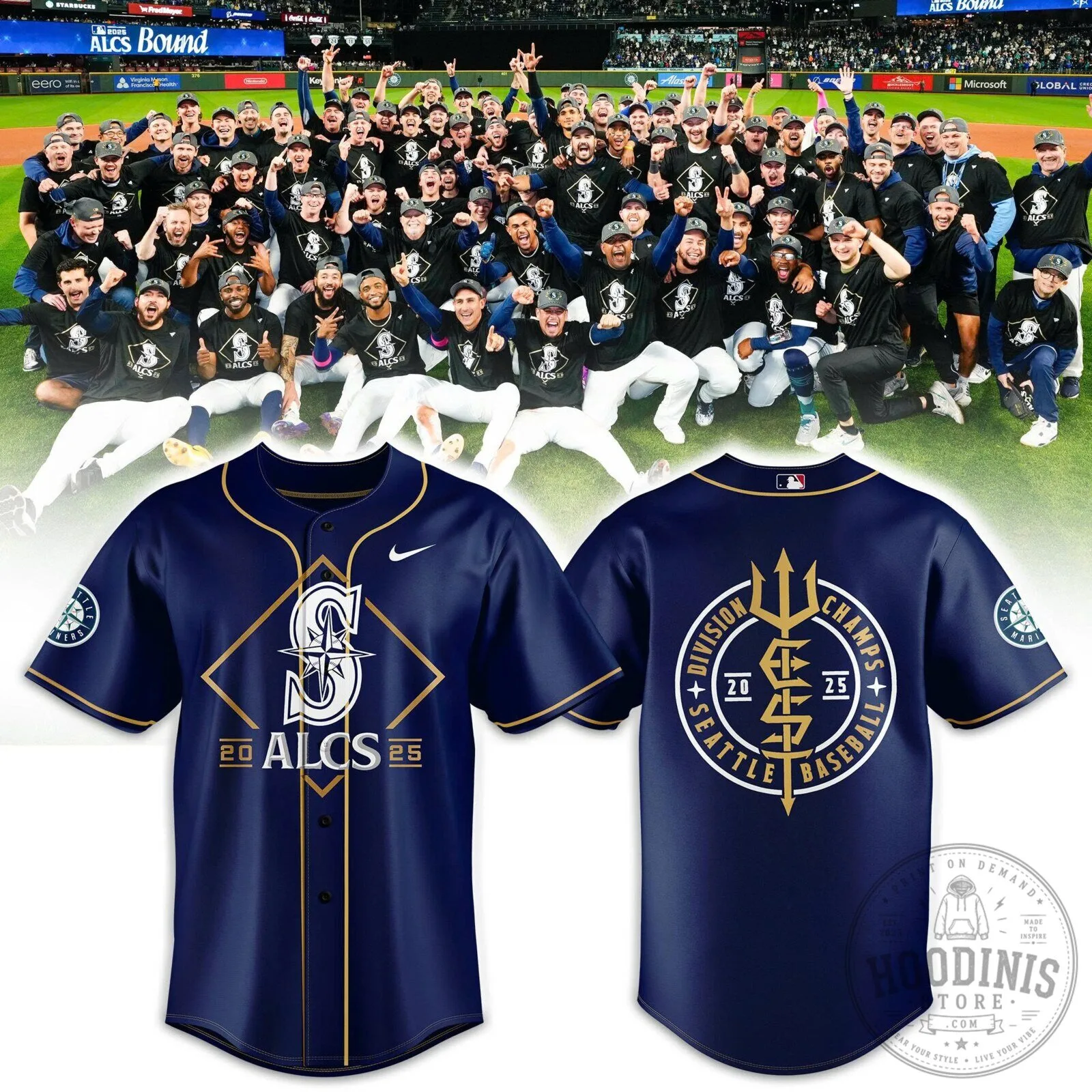 Seattle Mariners Baseball 2025 ALCS Division Champs Blue Jersey