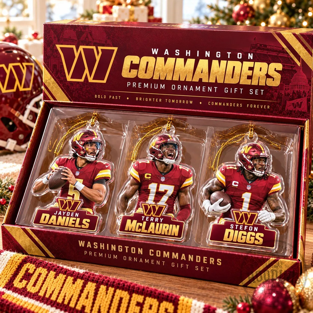 Washington Commanders NFL Football Players Christmas Tree Ornament Gift Set