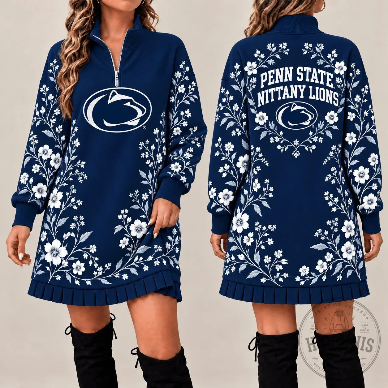Penn State Nittany Lions Floral Quarter Zip Sweatshirt Dress