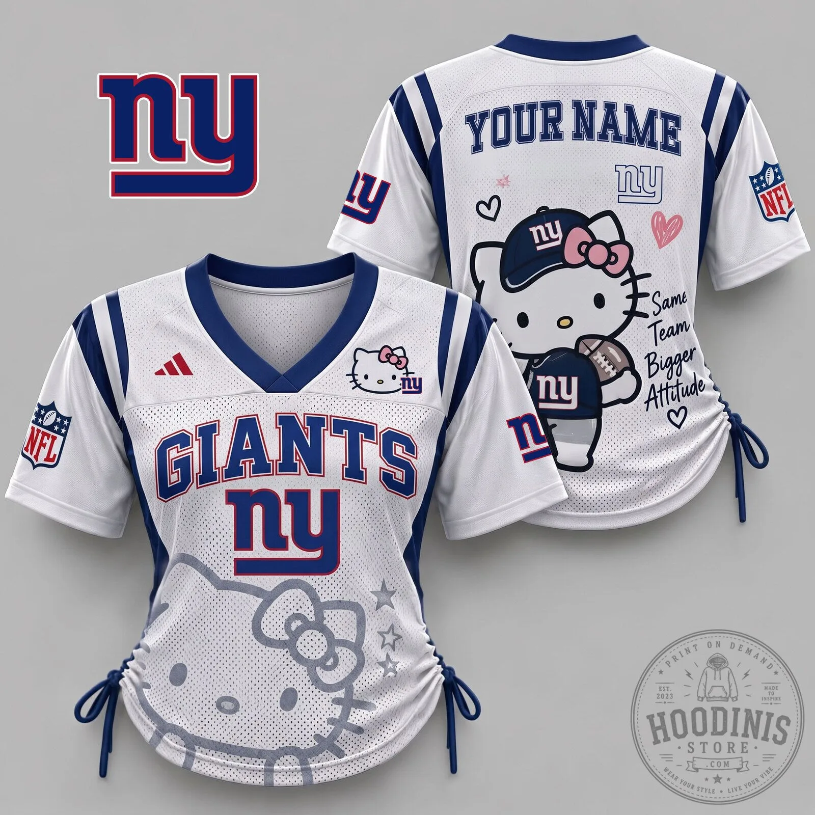 New York Giants Hello Kitty Sweetheart Varsity Women's Lace-Up Jersey
