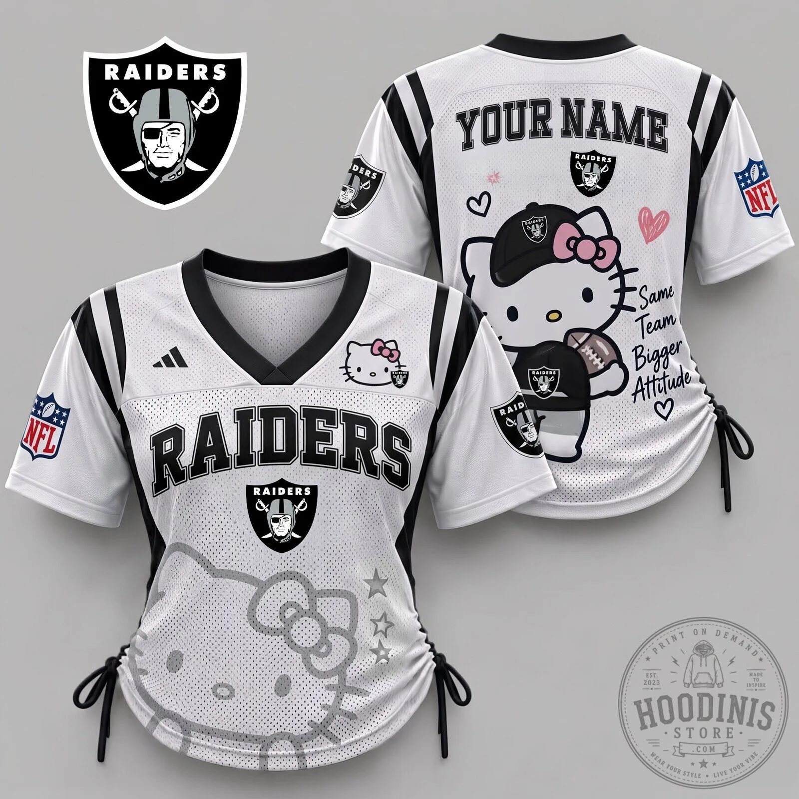 Las Vegas Raiders Hello Kitty Sweetheart Varsity Women Lace-Up Football Jersey