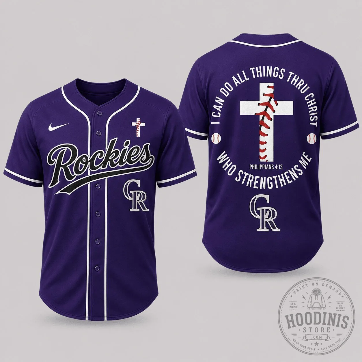 Colorado Rockies Baseball Jersey Philippians 4:13 Faith Scripture