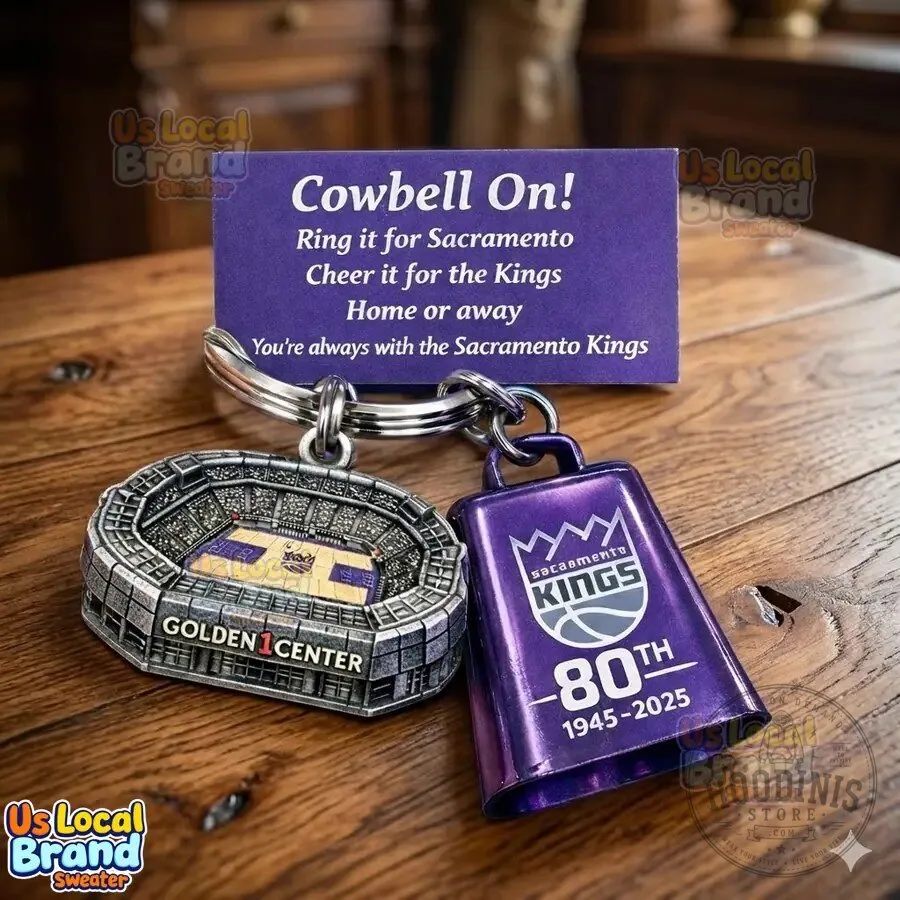 Sacramento Kings 80th Anniversary Golden 1 Center Cowbell Keychain