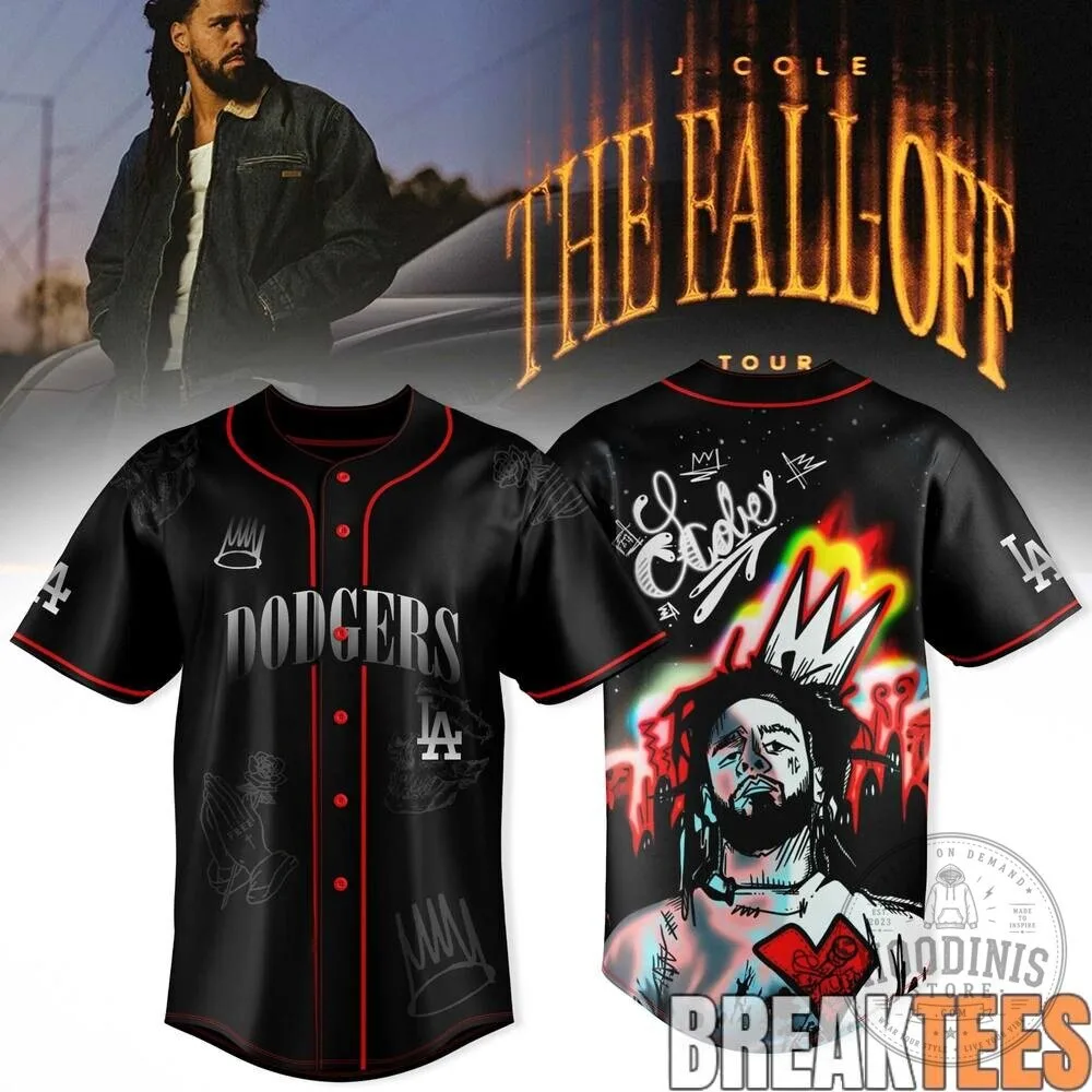 J. Cole The Fall Off Tour Los Angeles Dodgers Baseball Jersey