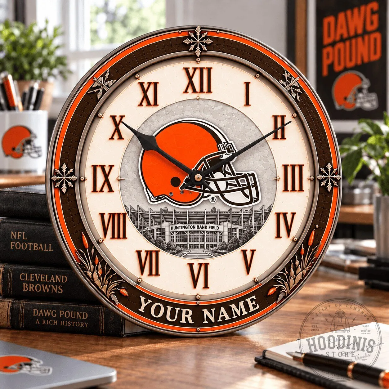 Cleveland Browns NFL Football Stadium Roman Numeral Wall Clock Personalized