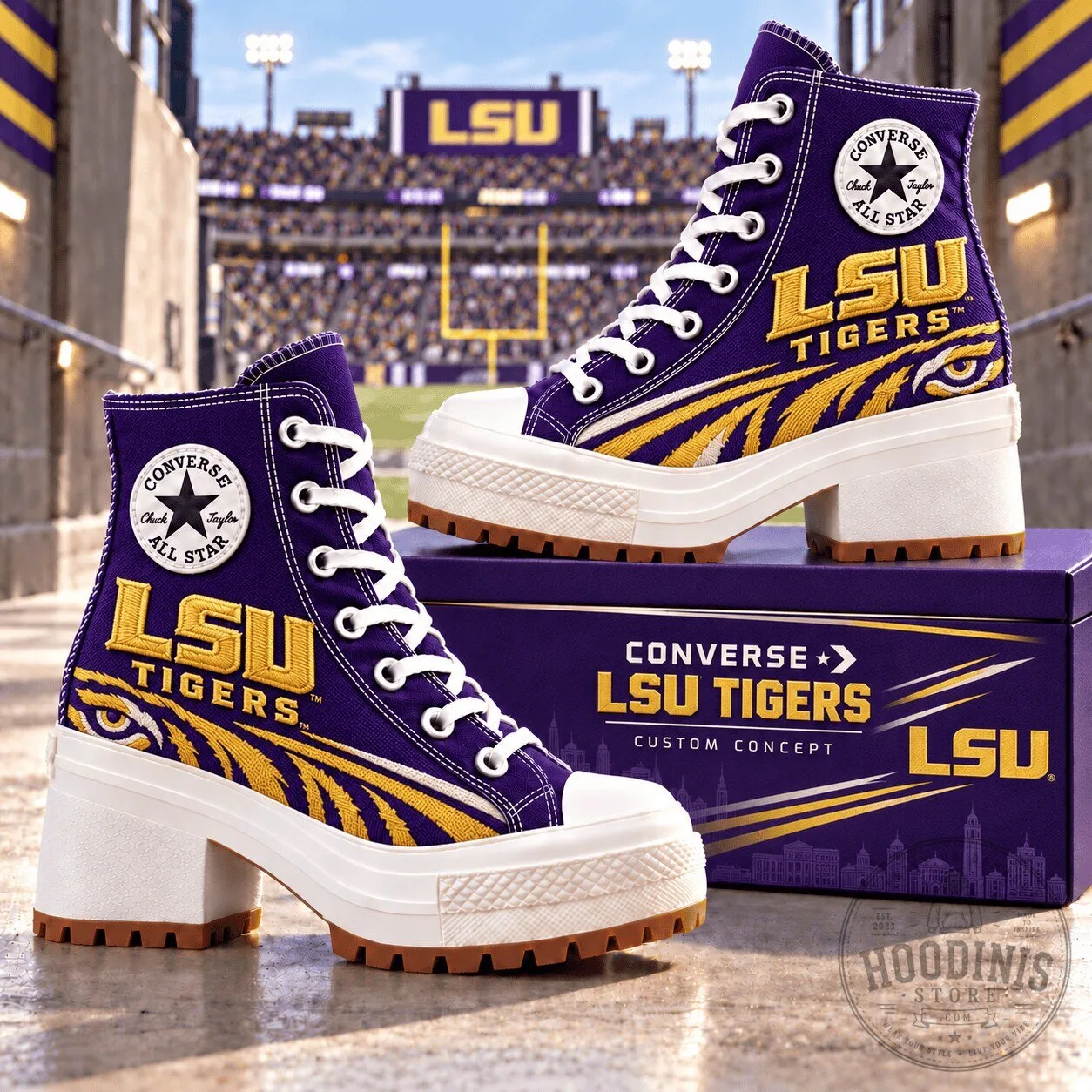 Louisiana State University Tigers Converse High-Top Platform Shoes