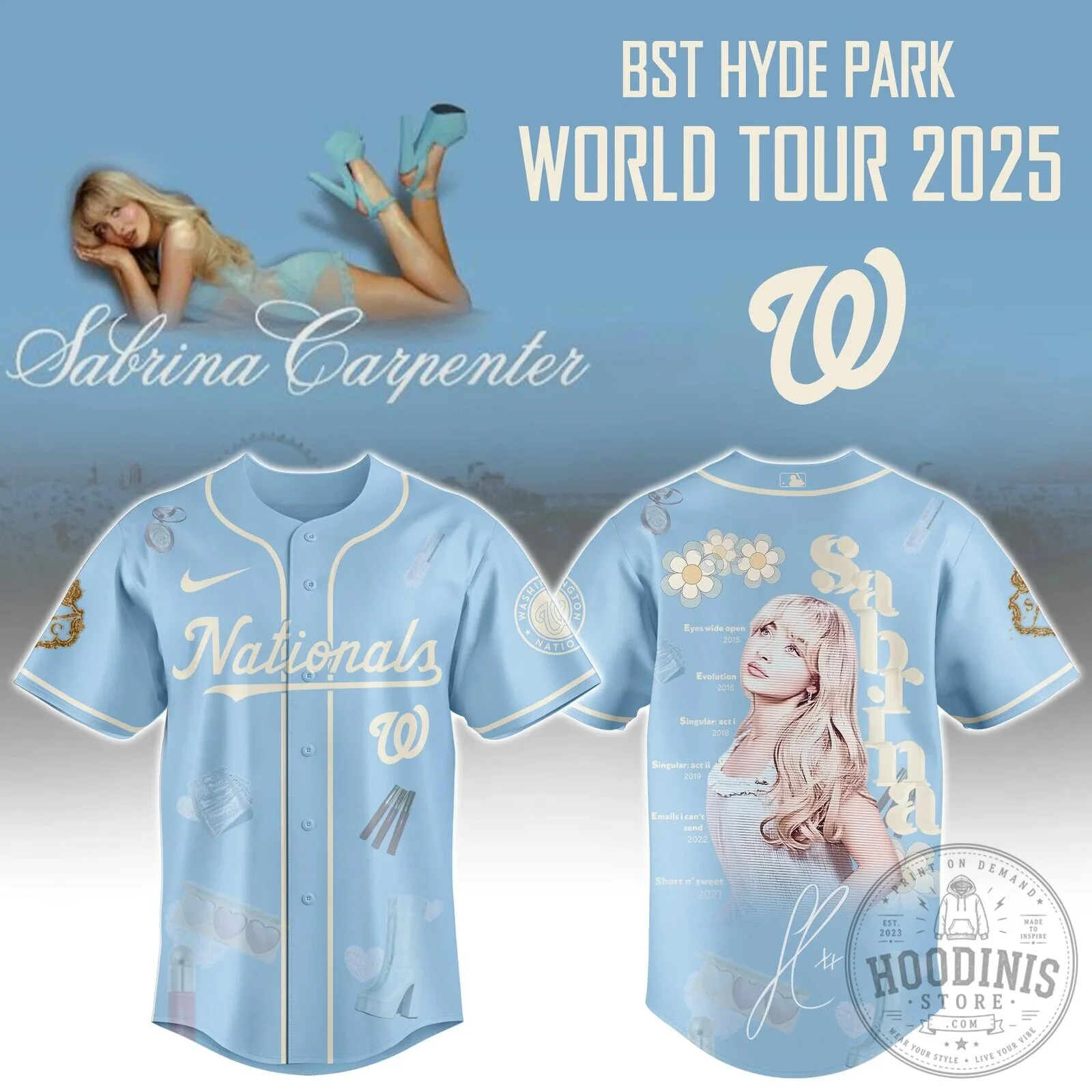 Sabrina Carpenter Nationals Baseball Jersey Short N Sweet Tour 2025