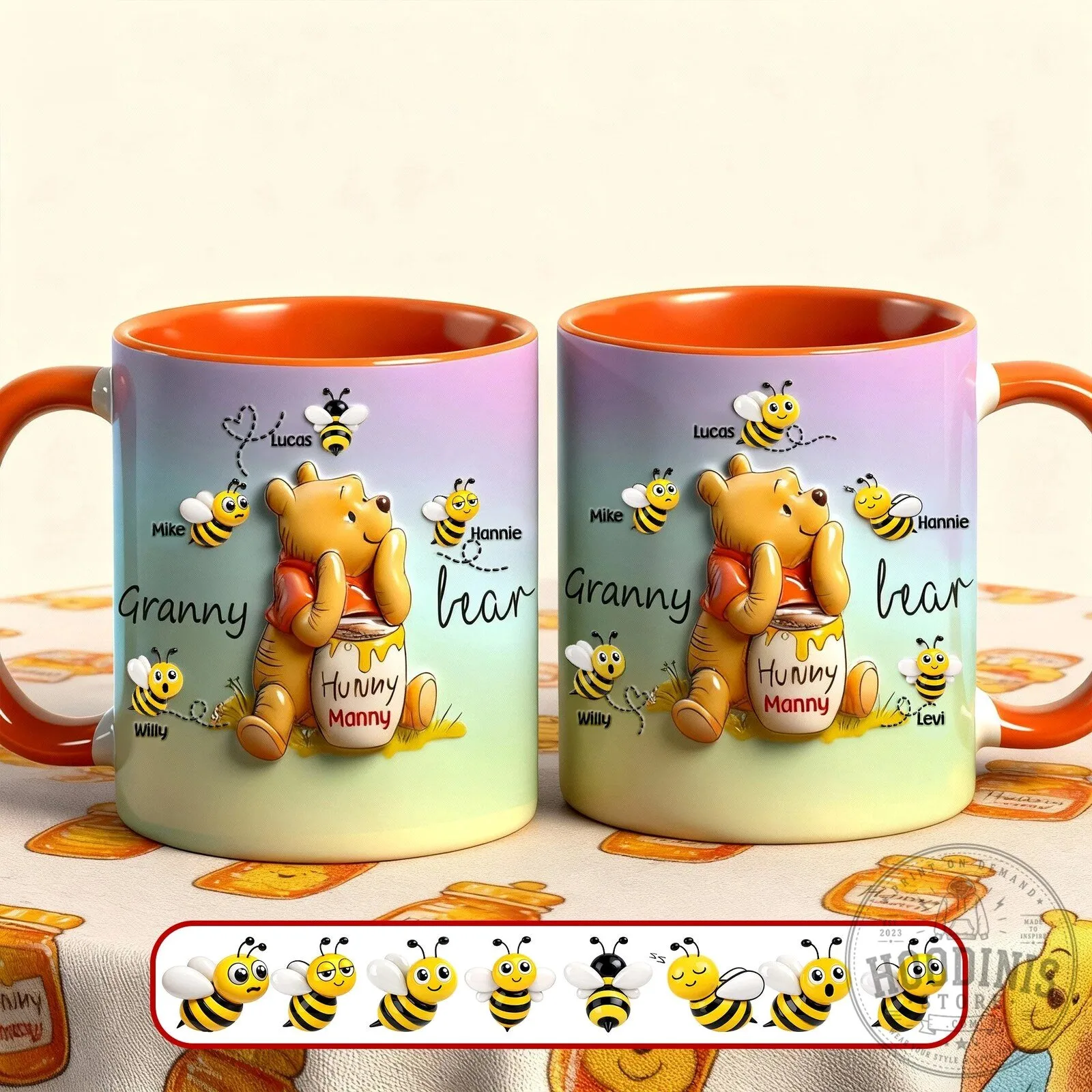 Personalized Winnie the Pooh Granny Bear and Bees Accent Mug