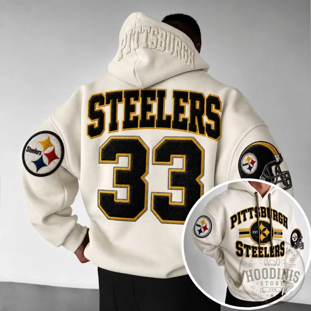 Pittsburgh Steelers Number 33 Football Team Embroidered Hoodie Pittsburgh Steelers Number 33 Football Team Embroidered Hoodie