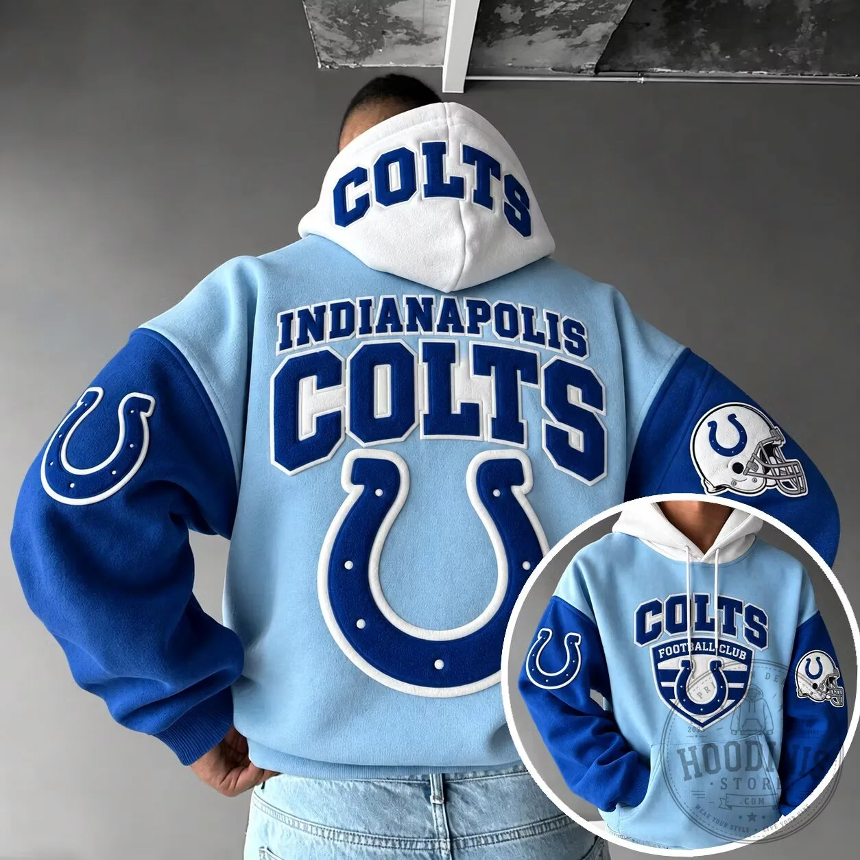 Indianapolis Colts Football Club Blue and White Hoodie