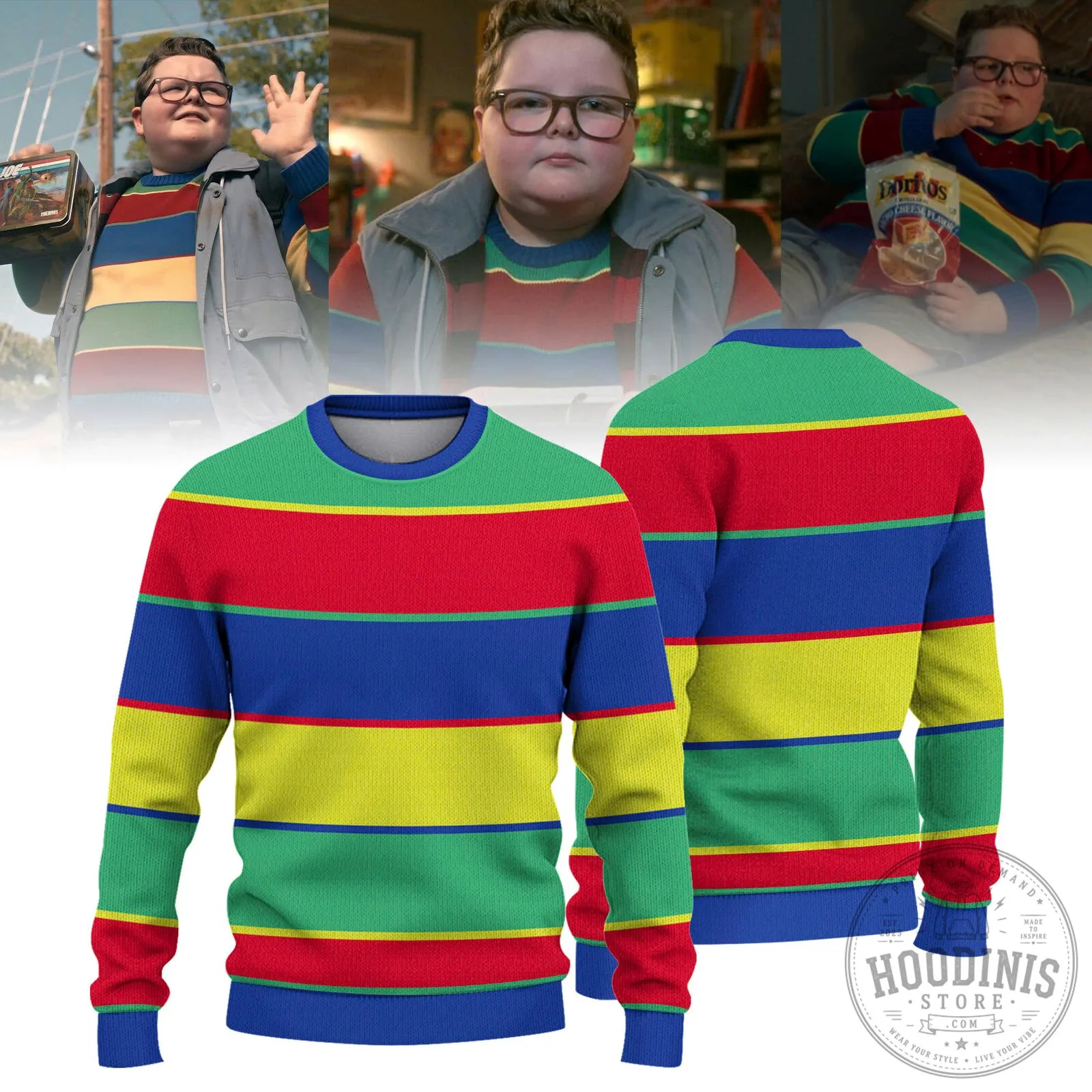 Stranger Things 5 Inspired Multicolored Striped Sweater by Derek Turnbow - BTF Trend 2 Stranger Things 5 Inspired Multicolored Striped Sweater by Derek Turnbow - BTF Trend