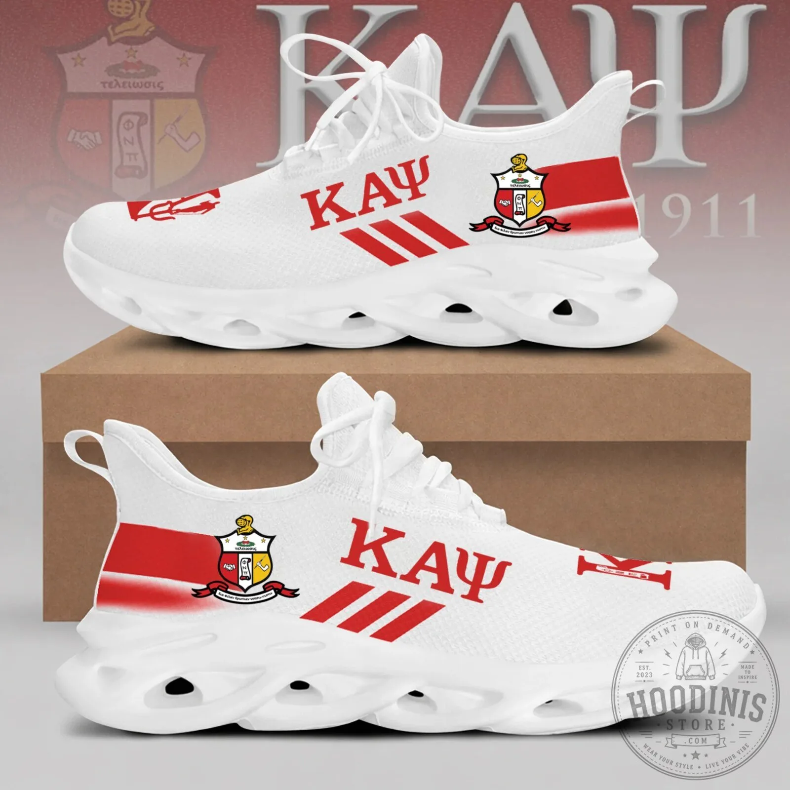 Kappa Alpha Psi Fraternity Incorporated Red and White Max Soul Shoes