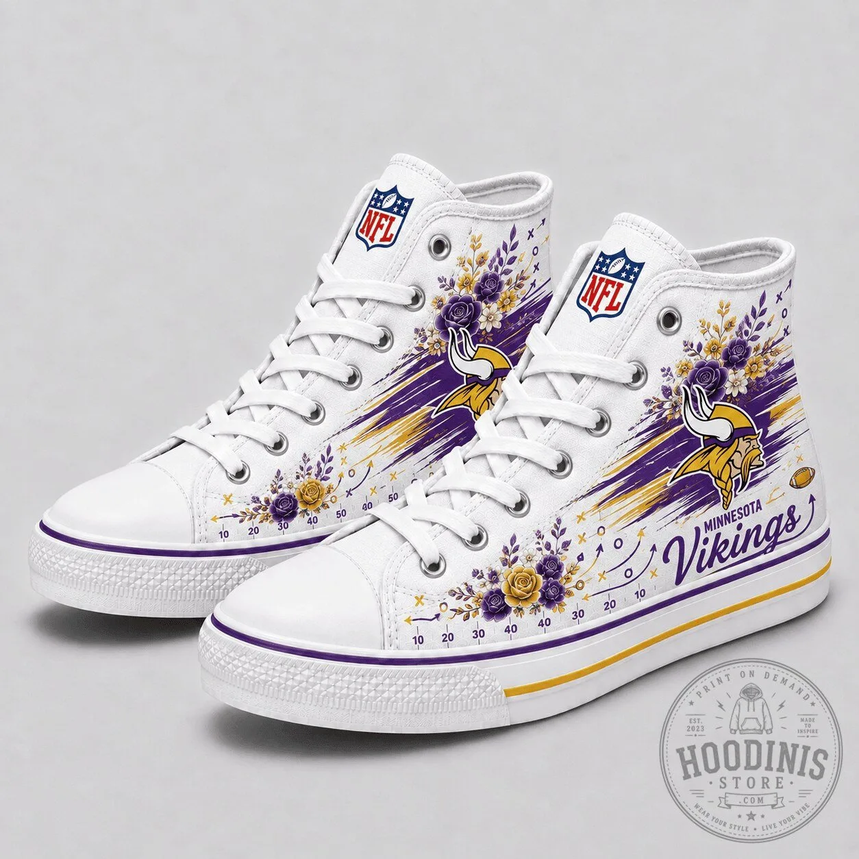 Minnesota Vikings NFL Football Team High Top Canvas Sneakers for Women