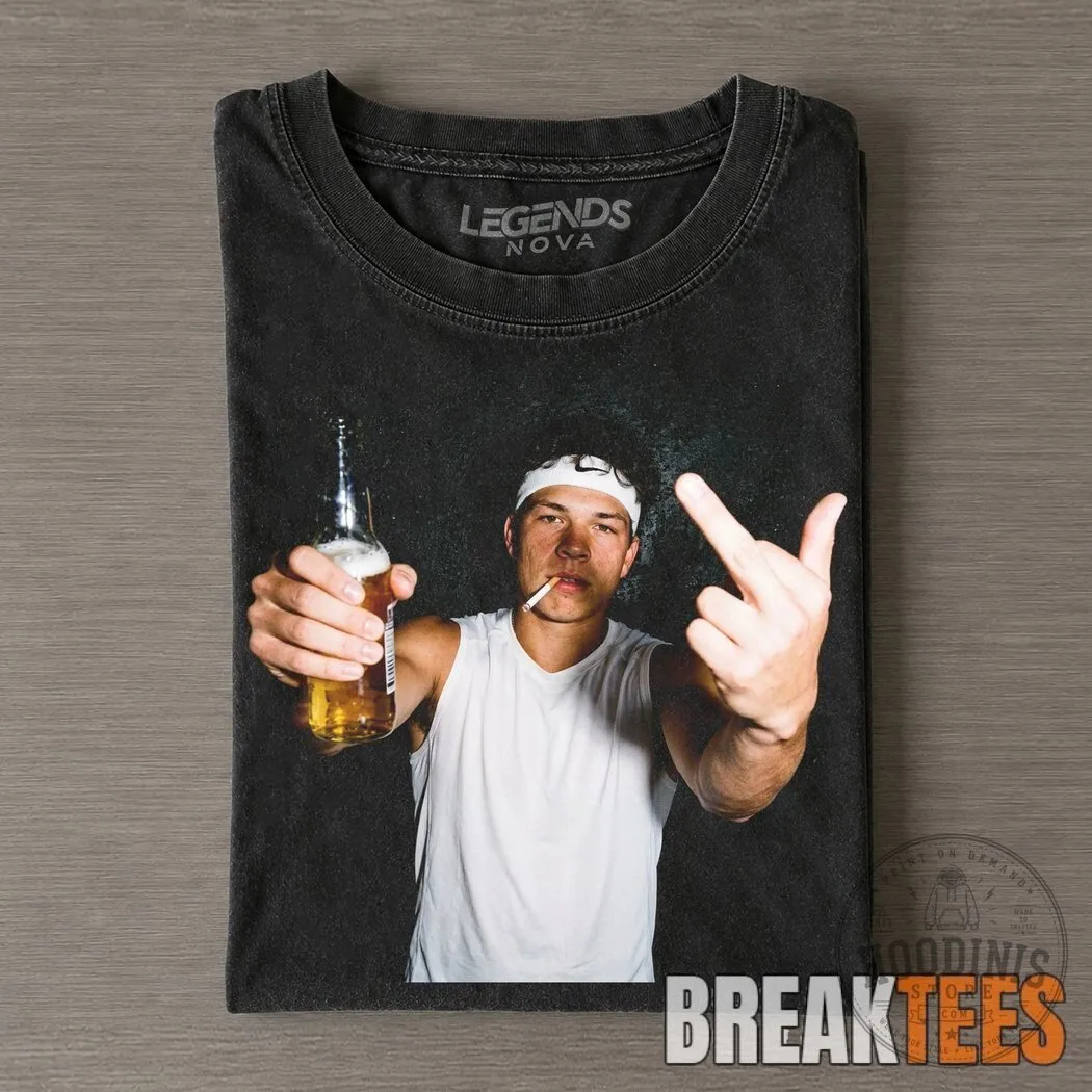 Ben Shelton Tennis Player Middle Finger Beer and Cigarette Graphic T-Shirt