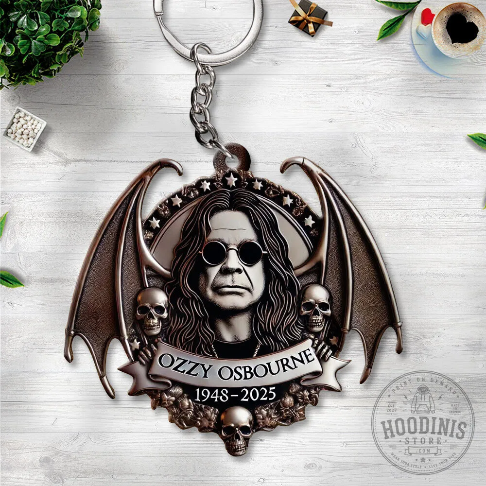Ozzy Osbourne Bat Wing Rock and Roll Music Legend Keychain