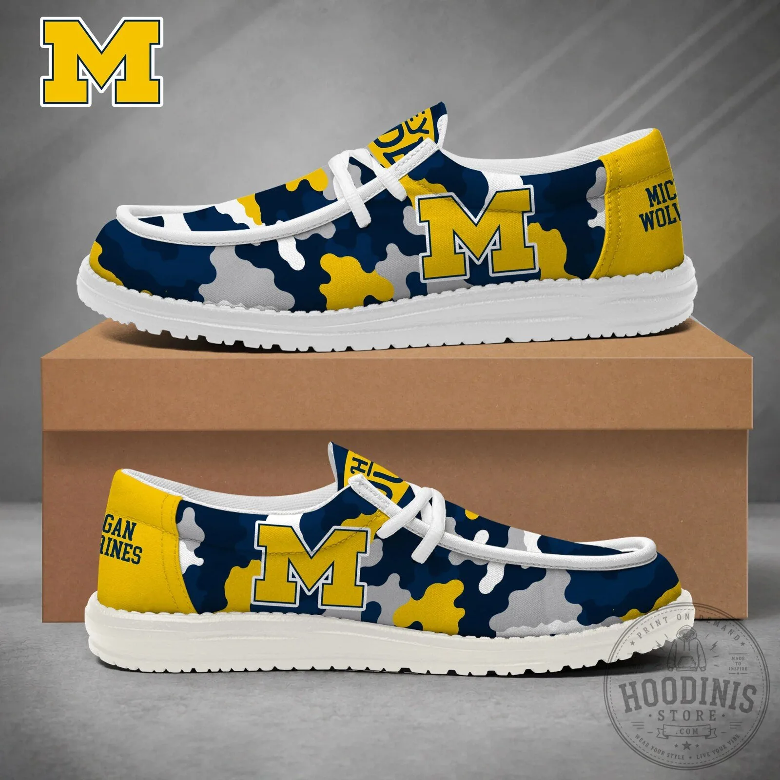 Michigan Wolverines NCAA Camouflage Game Day Loafer Shoes