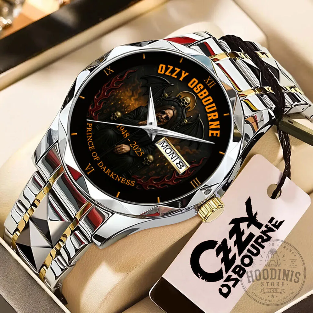 Stainless Steel Watch Featuring Ozzy Osbourne, Prince of Darkness Heavy Metal Rock Band Design