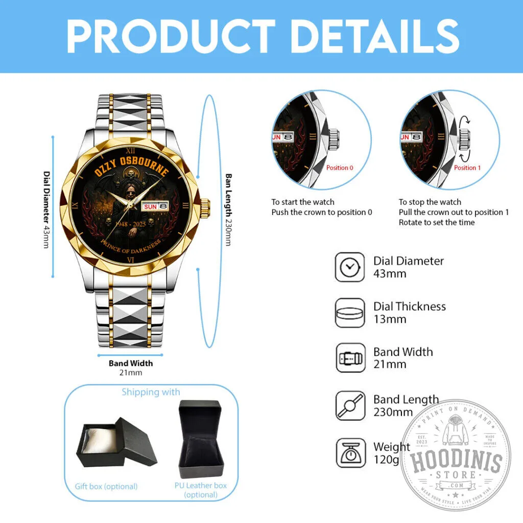 Stainless Steel Watch Featuring Ozzy Osbourne, Prince of Darkness Heavy Metal Rock Band Design 13 Stainless Steel Watch Featuring Ozzy Osbourne, Prince of Darkness Heavy Metal Rock Band Design