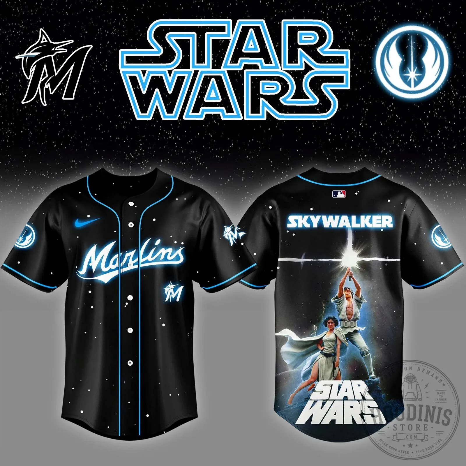 Luke Skywalker Star Wars Miami Marlins Baseball Jersey