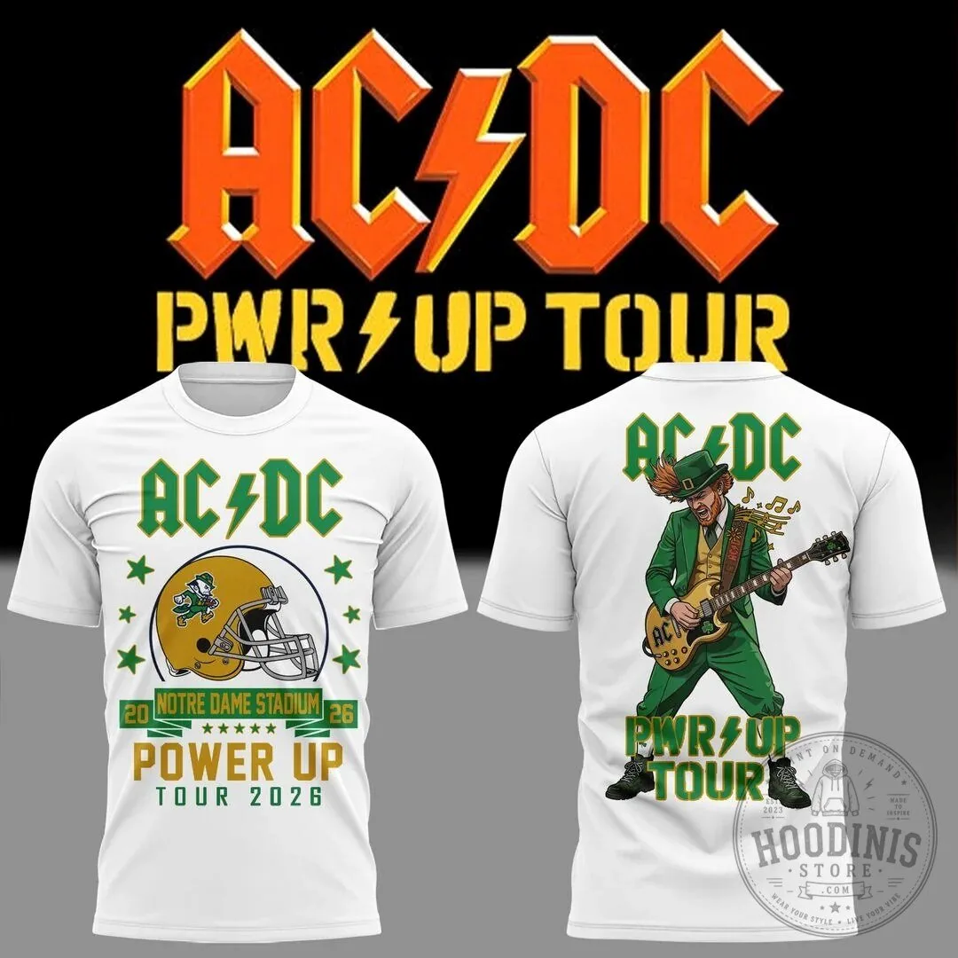 AC/DC Power Up Tour 2026 Graphic T-Shirt Featuring Notre Dame Football