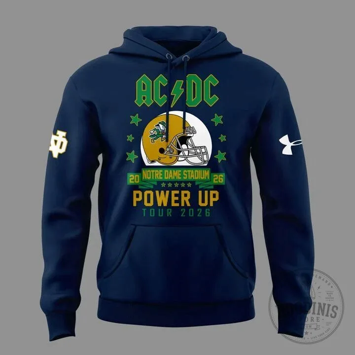 2026 Concert Hoodie for AC/DC's Power Up Tour featuring Notre Dame Football 10 2026 Concert Hoodie for AC/DC