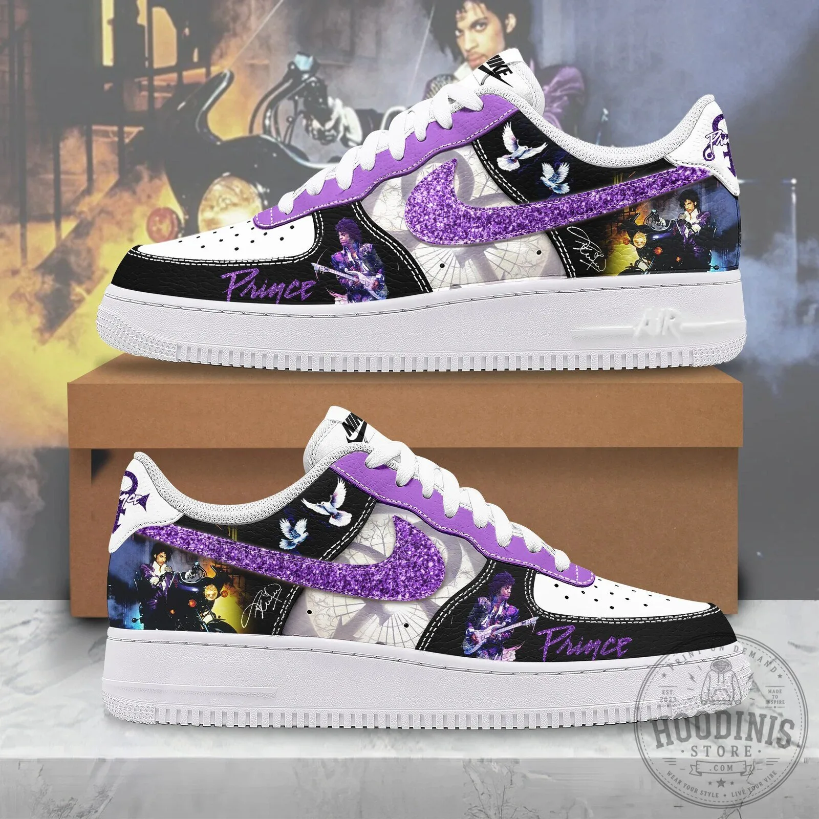 Prince Purple Rain Album Cover Art Custom Designed Sneakers