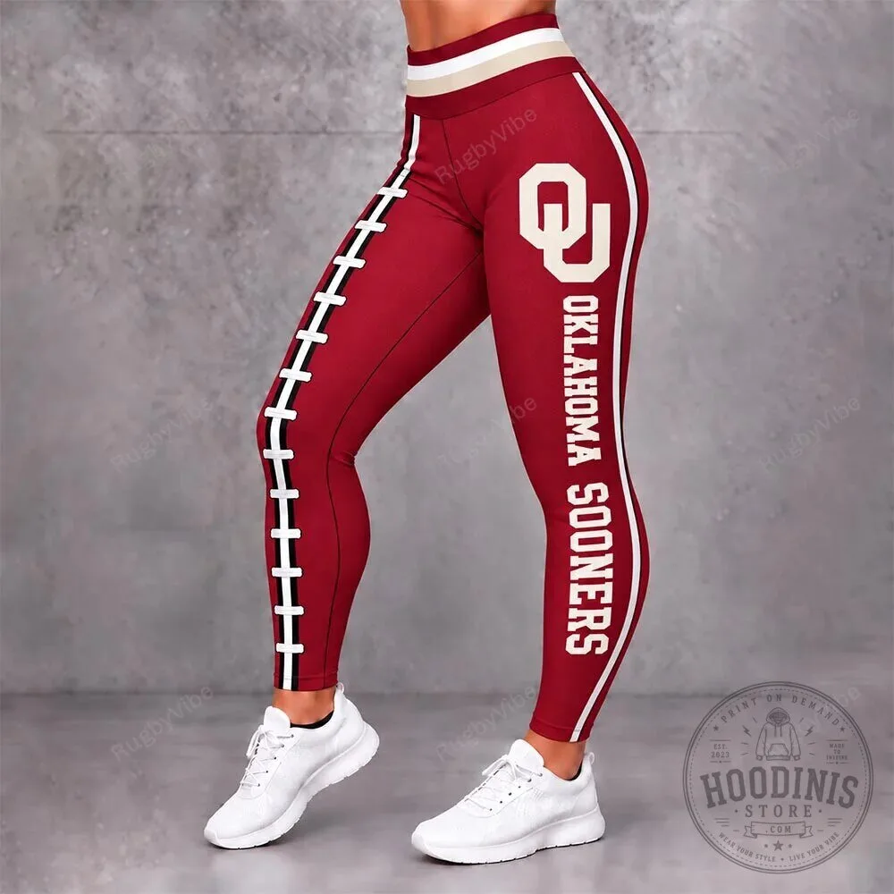Oklahoma Sooners Football Team Striped Design Women's Leggings