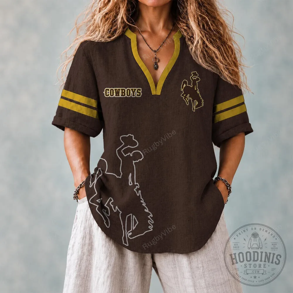 Wyoming Cowboys NCAA College Football Team Fan V-Neck T-Shirt
