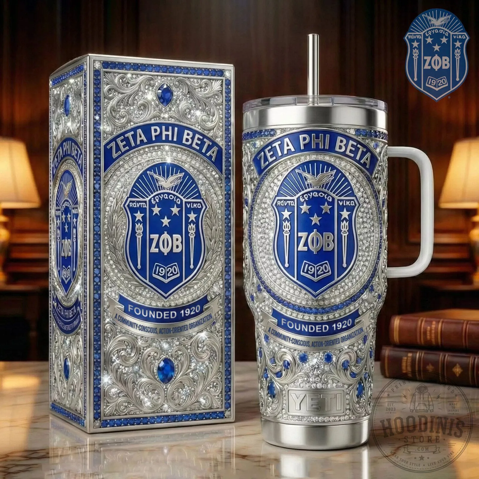 Zeta Phi Beta Sorority Incorporated Founded 1920 Stainless Steel Tumbler with Handle