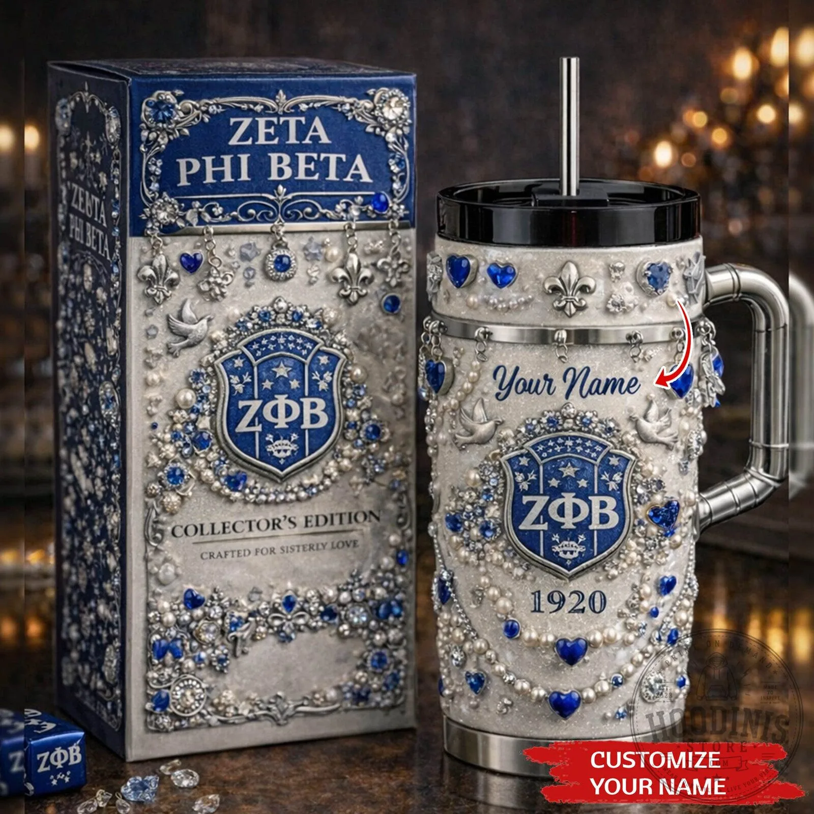 Zeta Phi Beta Sorority Incorporated Personalized Handle Tumbler