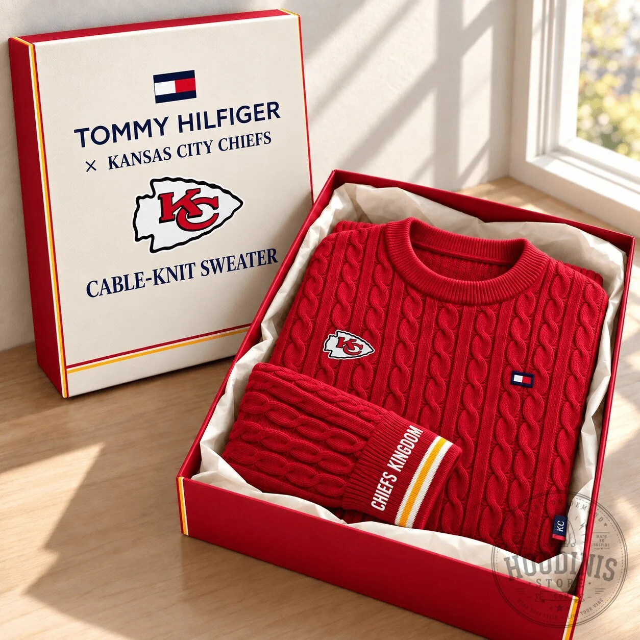Kansas City Chiefs Tommy Hilfiger Red Cable-Knit Sweater NFL Football Apparel