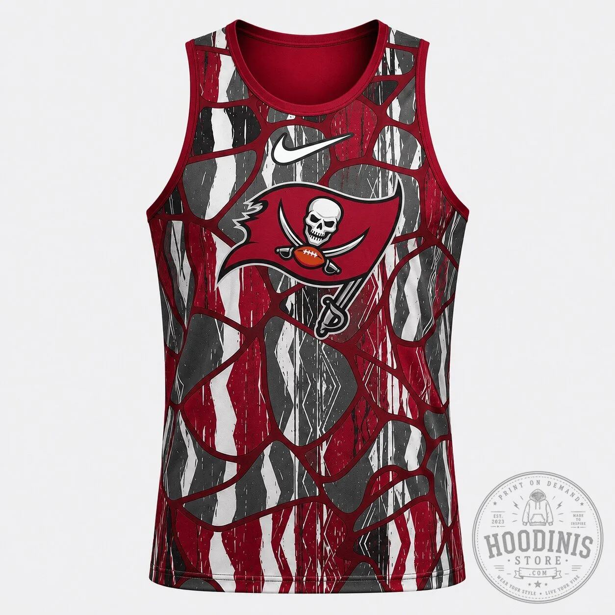 Tampa Bay Buccaneers NFL Football Team Red White Gray Patterned Tank Top