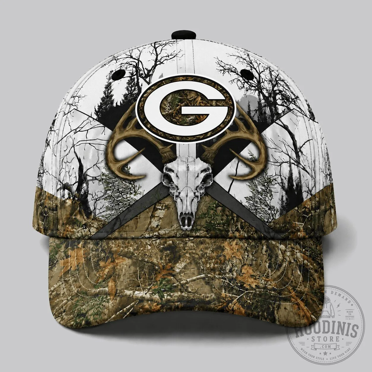Green Bay Packers Hunting Camouflage Deer Skull Cap Hat