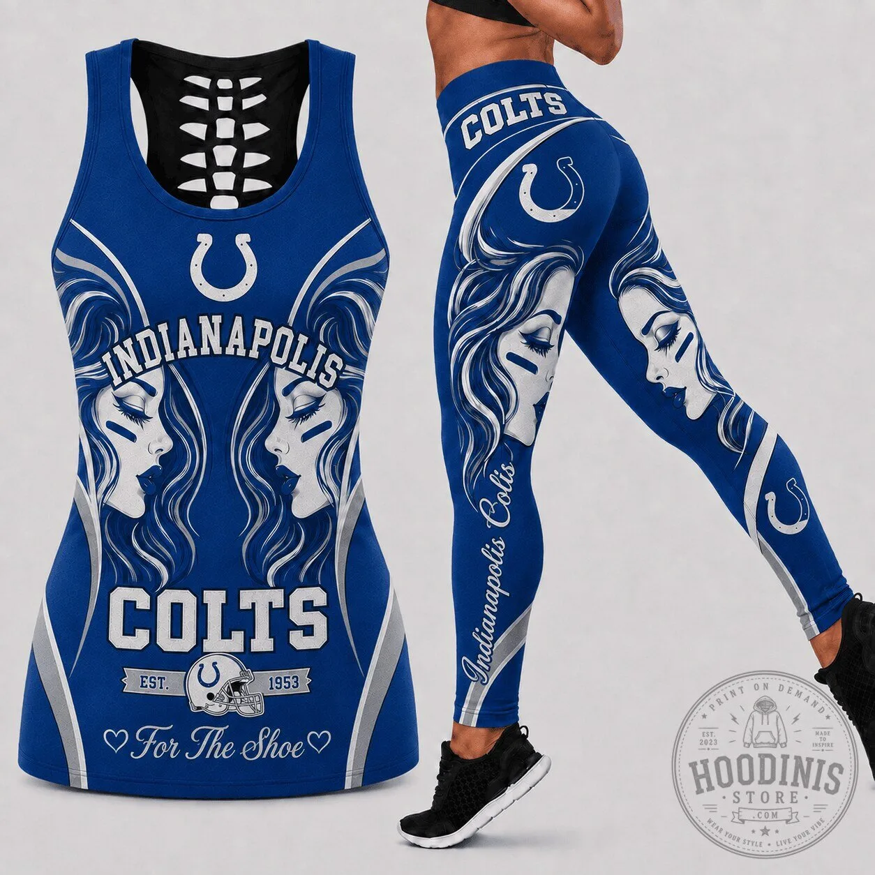 Indianapolis Colts Women's Football Team Racerback Tank Top and Leggings Set