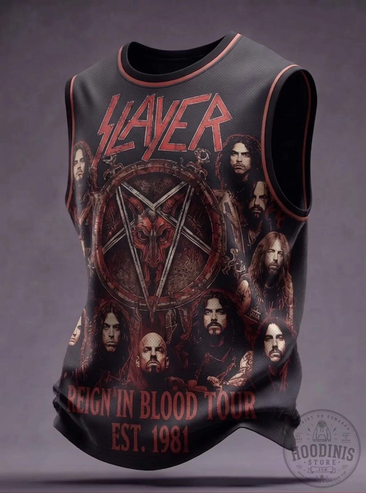 Slayer Reign in Blood Tour Est. 1981 Band Members Black Tank Top