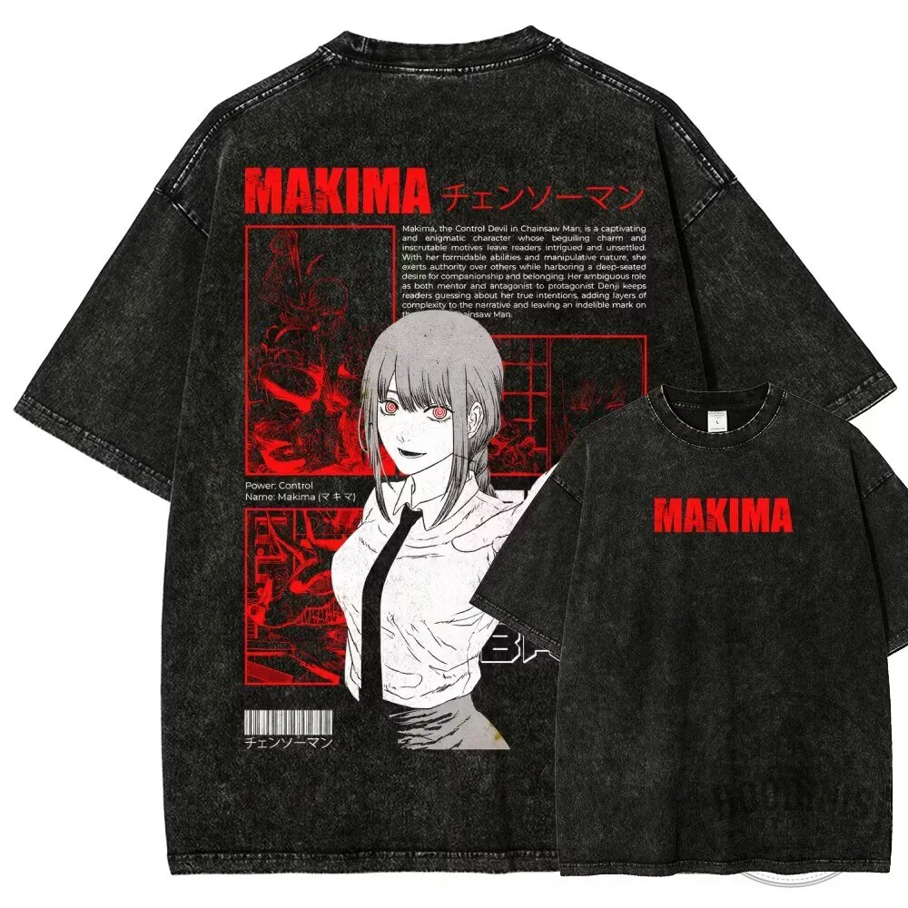 Chainsaw Man Makima Control Devil Anime Washed T-Shirt