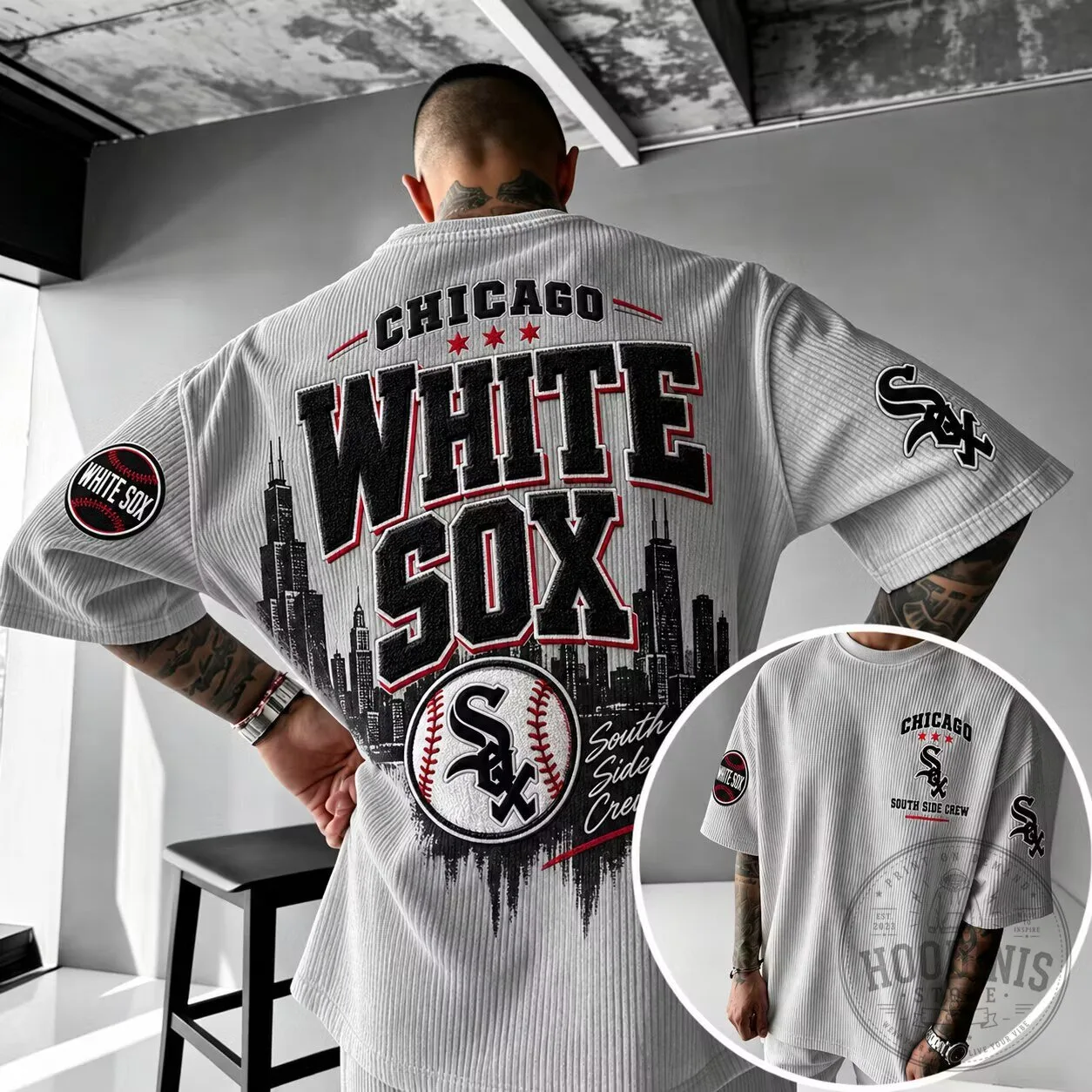 Chicago White Sox Baseball Vertical Stripe Oversized T-Shirt