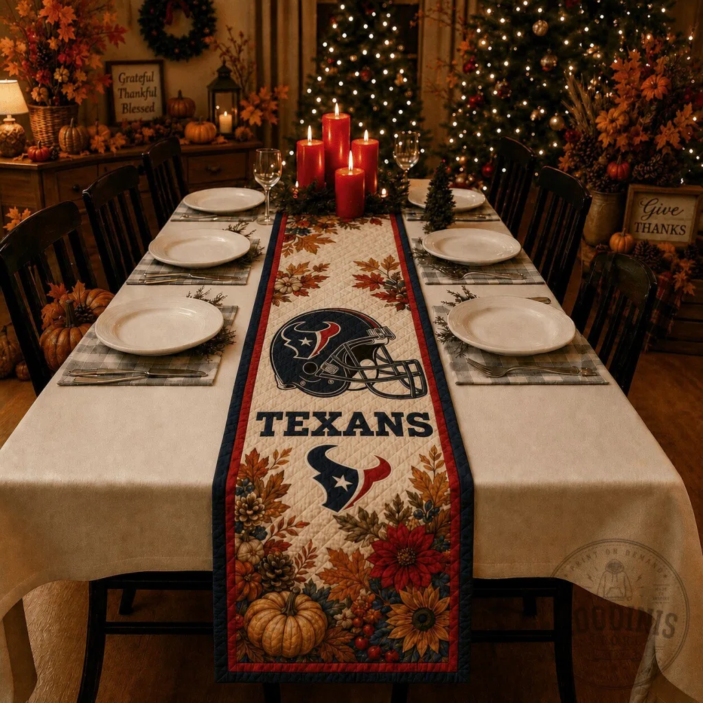 Houston Texans NFL Football Thanksgiving Fall Table Runner Decor
