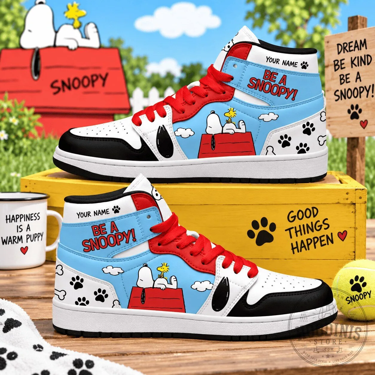 Snoopy Be A Snoopy Personalized High-Top Sneakers