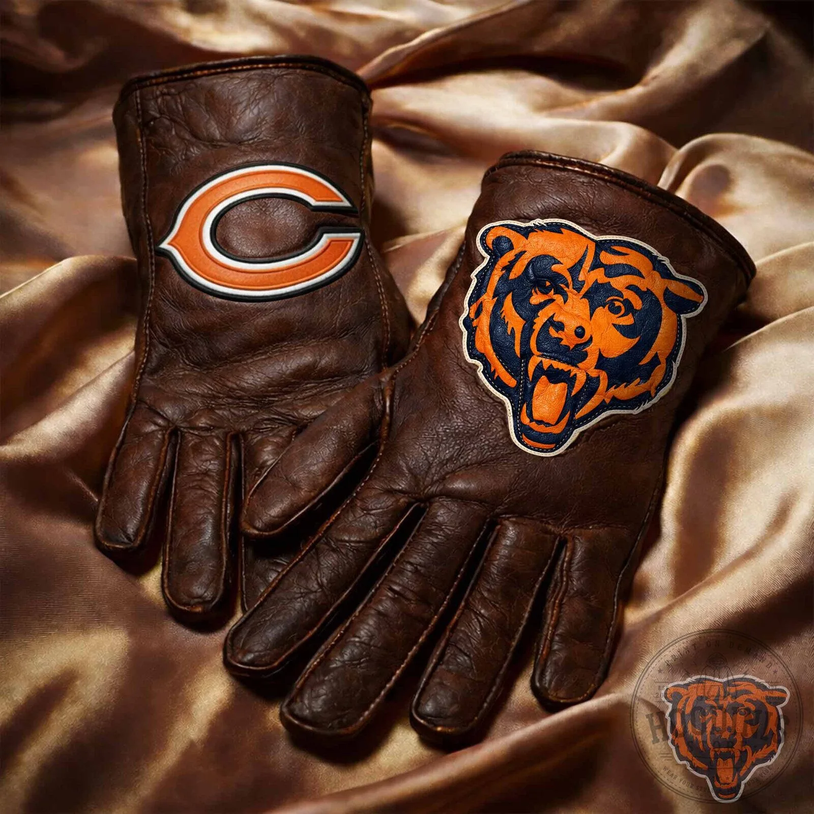 Premium Leather Gloves Featuring the Chicago Bears NFL Team Logo