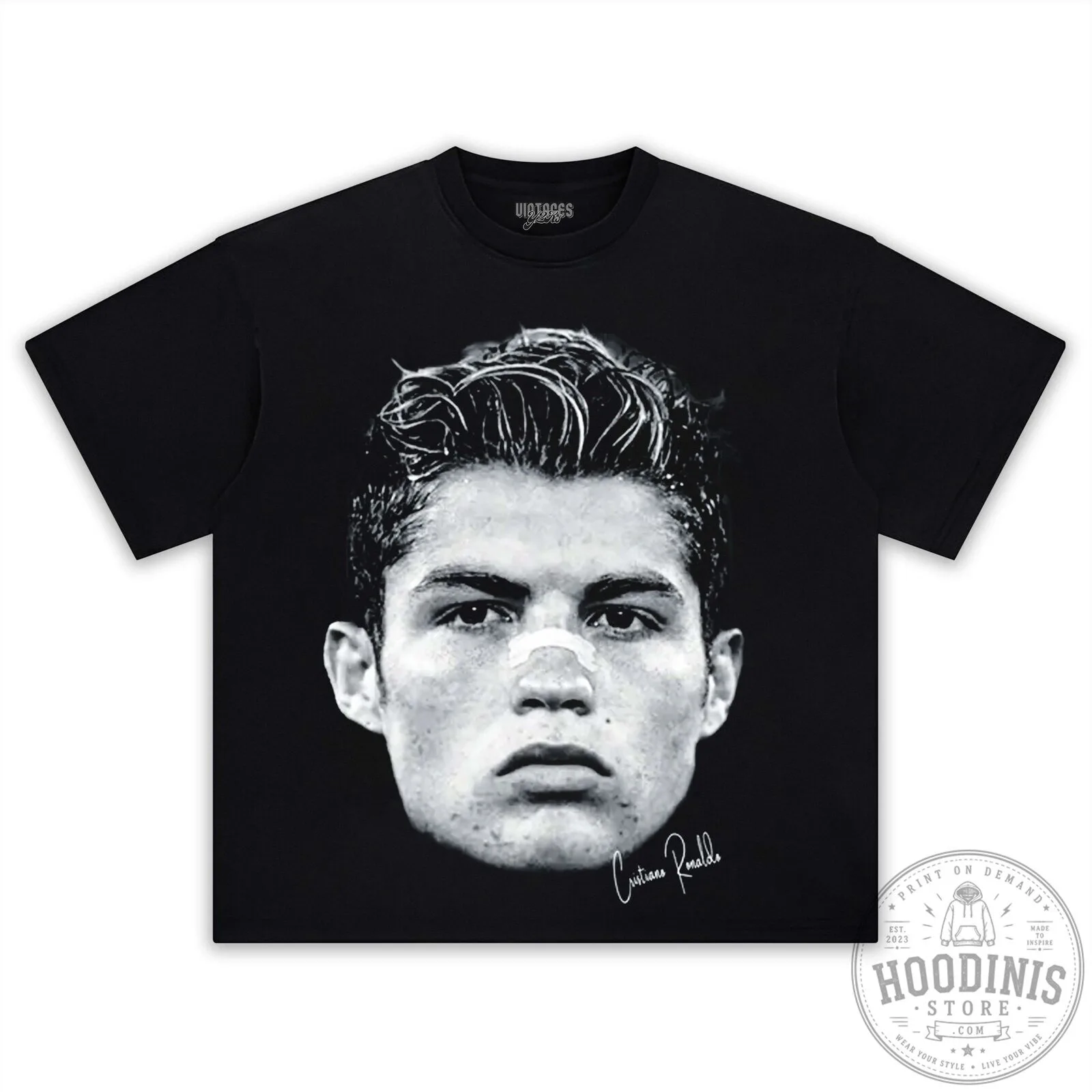 Cristiano Ronaldo Black and White Portrait Graphic T-Shirt