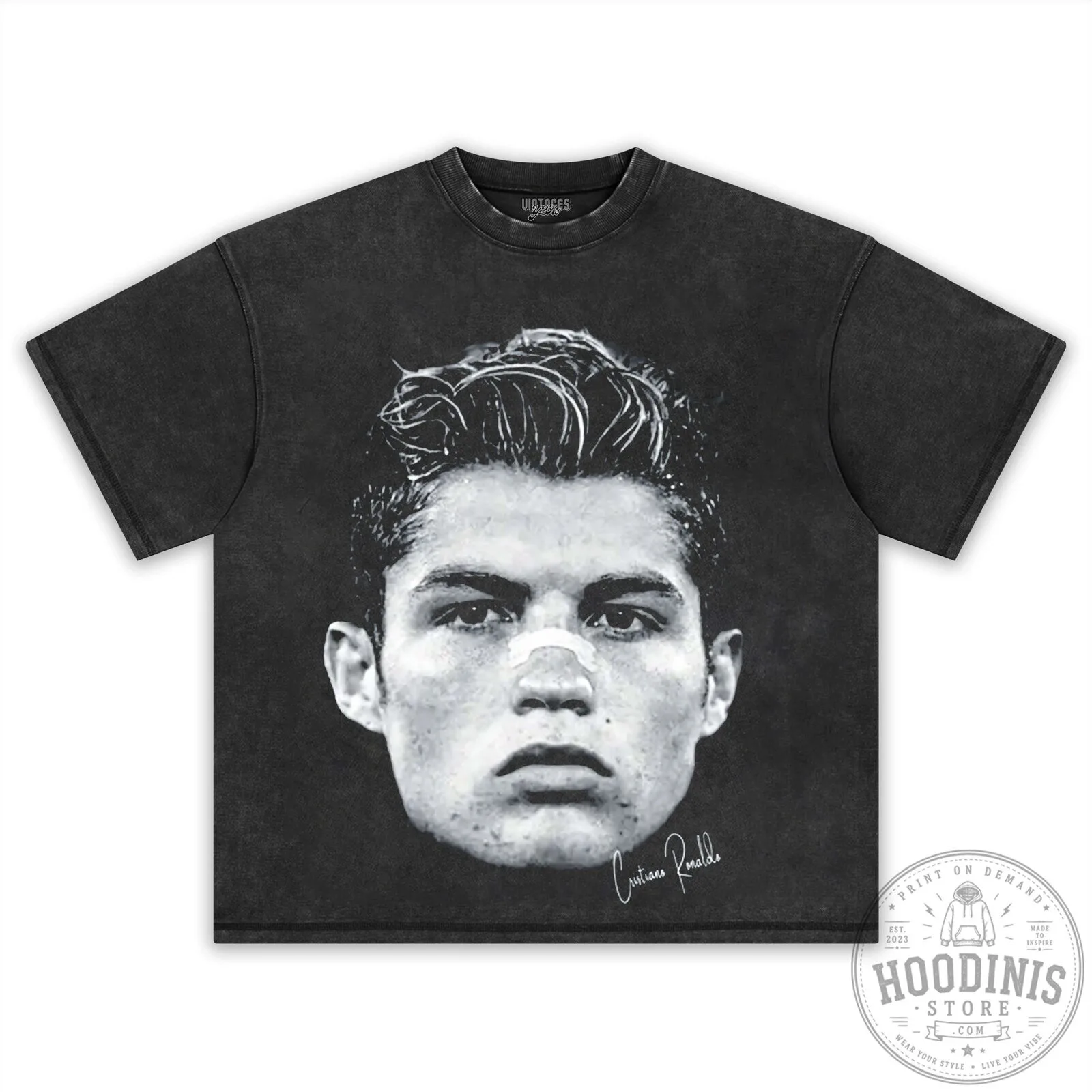 Cristiano Ronaldo Black and White Portrait Graphic T-Shirt 20 Cristiano Ronaldo Black and White Portrait Graphic T-Shirt
