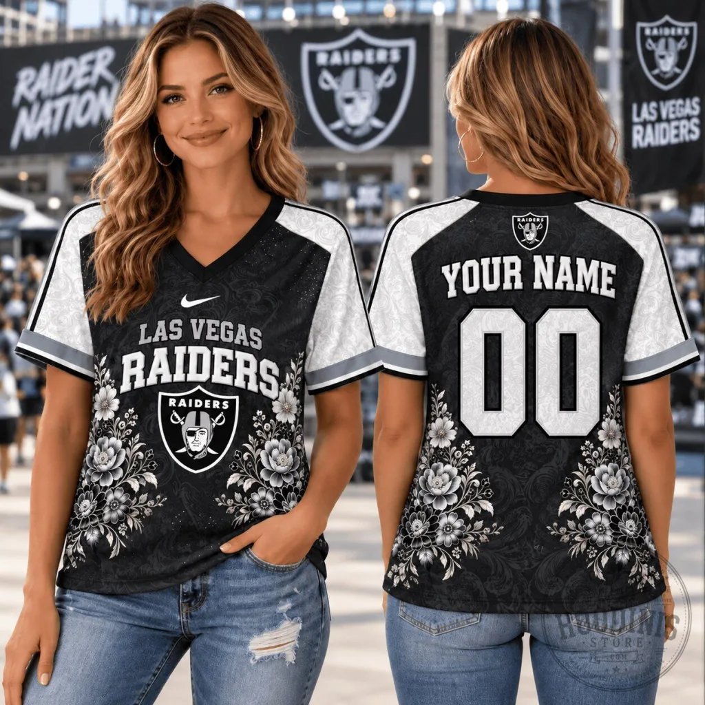 Las Vegas Raiders Personalized Fan V-Neck T-Shirt for Women