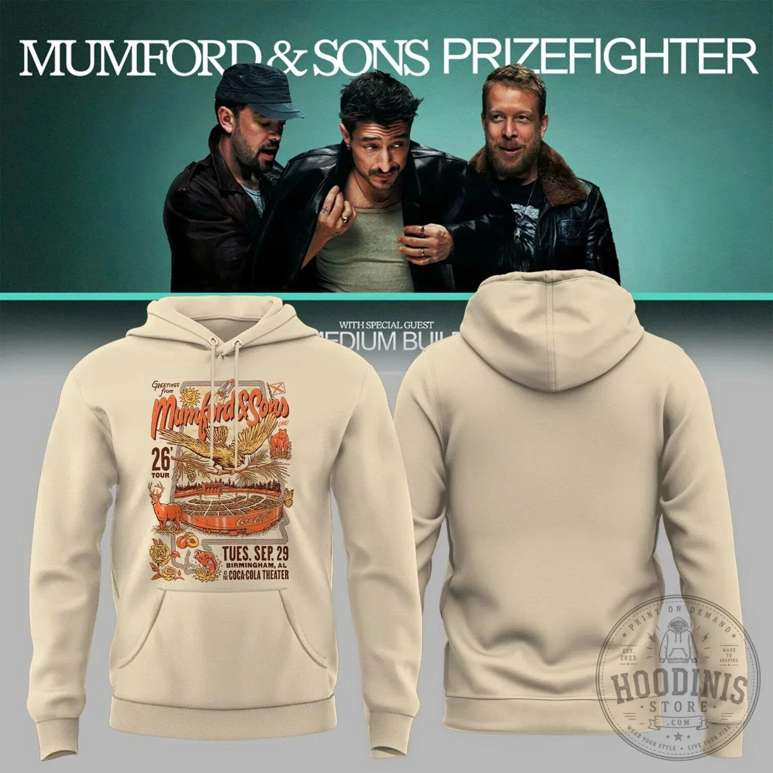 Hoodie for Birmingham Alabama Concert - Mumford And Sons Prizefighter Tour