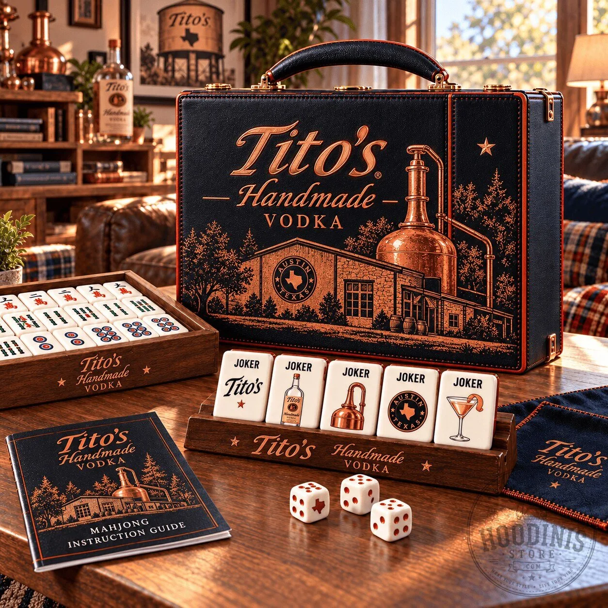 Tito's Handmade Vodka Premium Mahjong Game Set with Instruction Guide